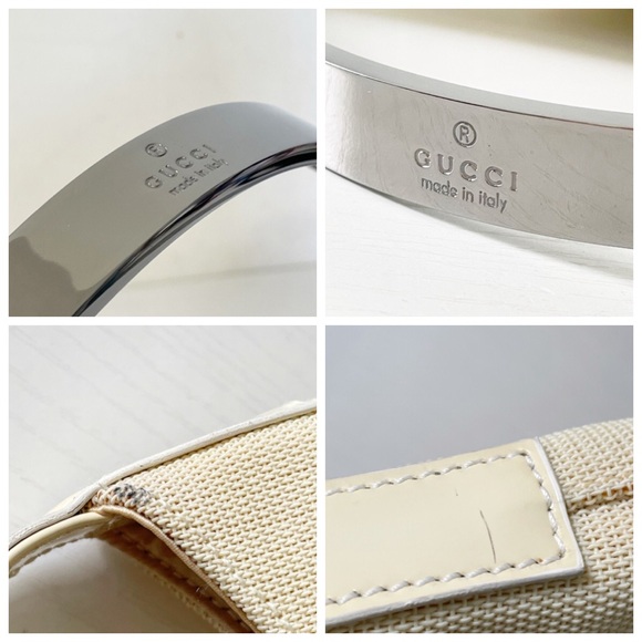 Gucci ivory white nylon vintage metal handle shoulder bag 90s - Picture 4 of 12